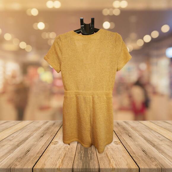 🌼 Skies Are Blue Mustard Knit Romper Size Large NWT - Picture 1 of 7